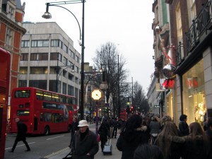 Oxford Street - a big shopping area in London.