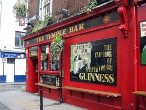 At Temple Bar (which is actually an area of Dublin, not just one bar as I falsely thought!).