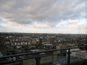 A view of Dublin from the top floor of the Guinness Storehouse.