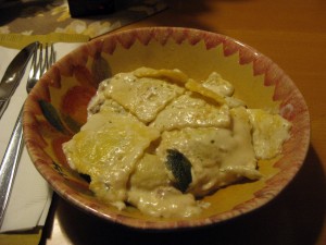 Spinach ravioli for lunch!