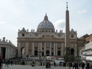 A view of the front of St. Peter's Basilica.