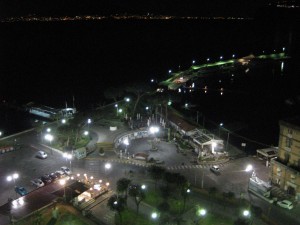 The seaside at night.